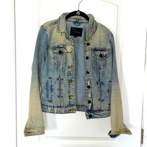 Blank NYC denim jacket. Hood is removable to take from casual or dress it up.